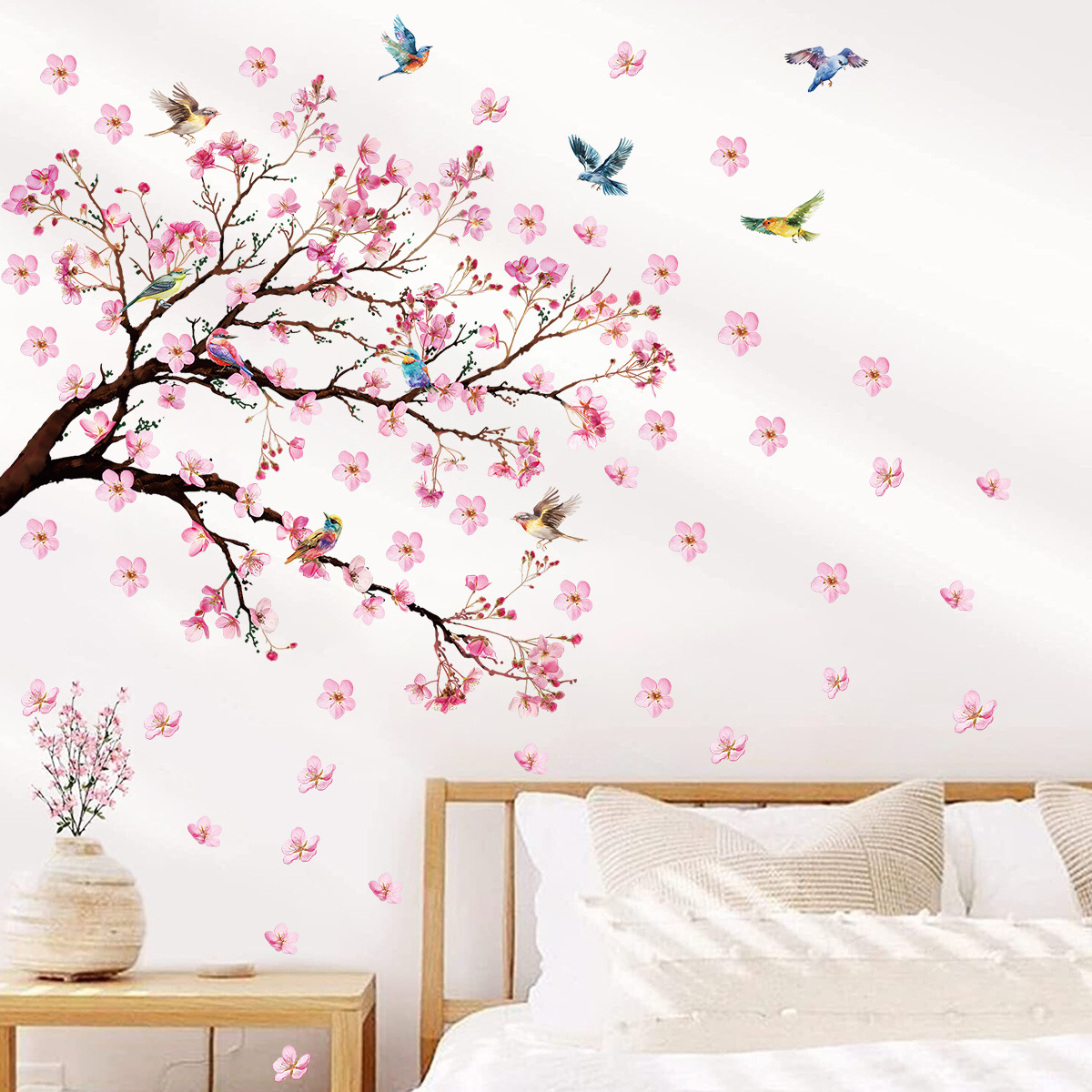 Baby Girl Nursery Quotes - Watercolour Bird Flower Wall Stickers Living
