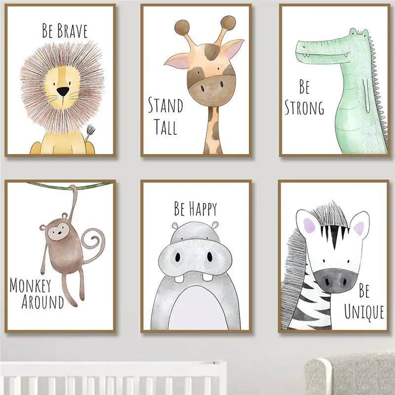Baby Nursery Posters - Nursery Wall Art Cute Cartoon Animal