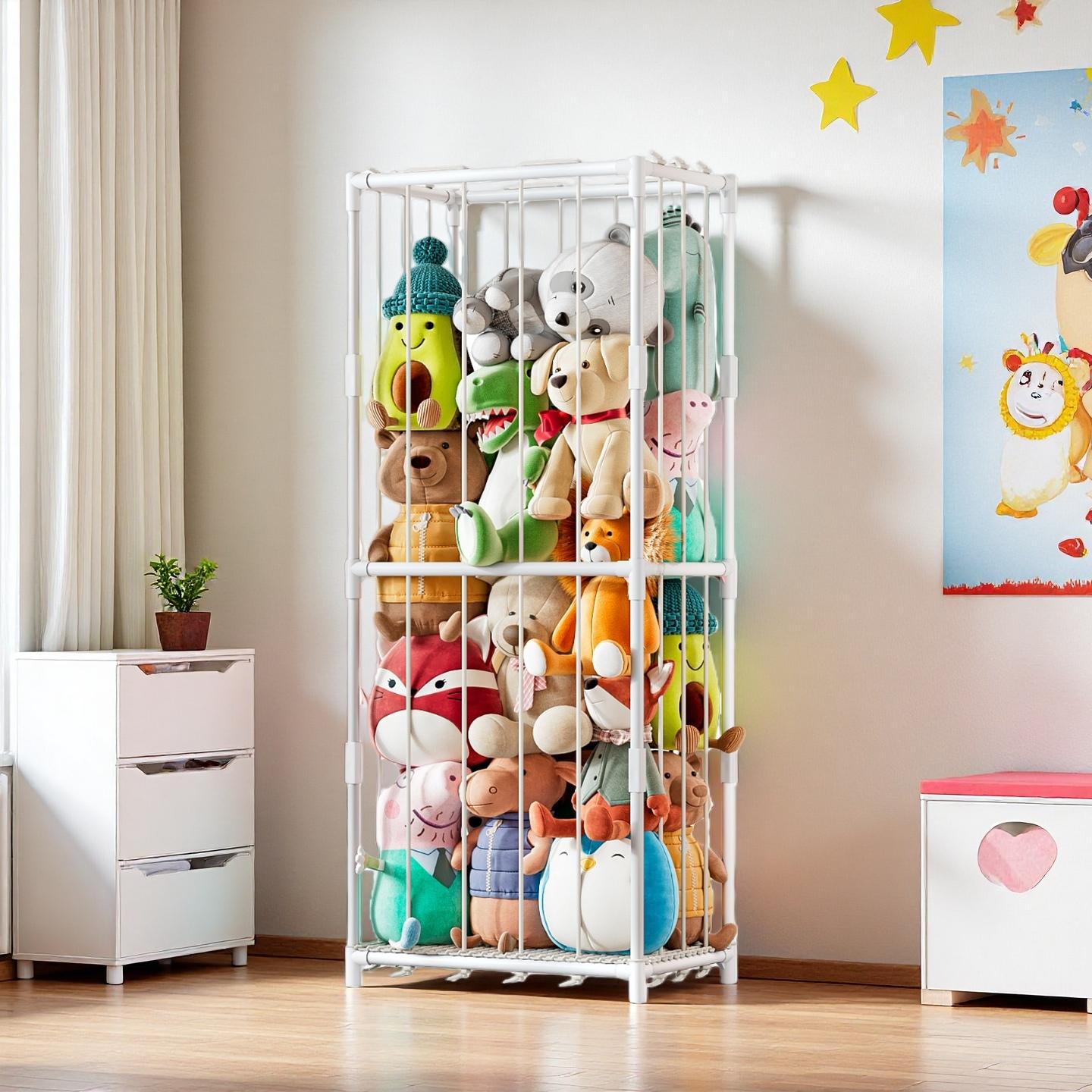 Baby Nursery Organizer - Vertical Stuffed Animal Storage Organizer Zoo