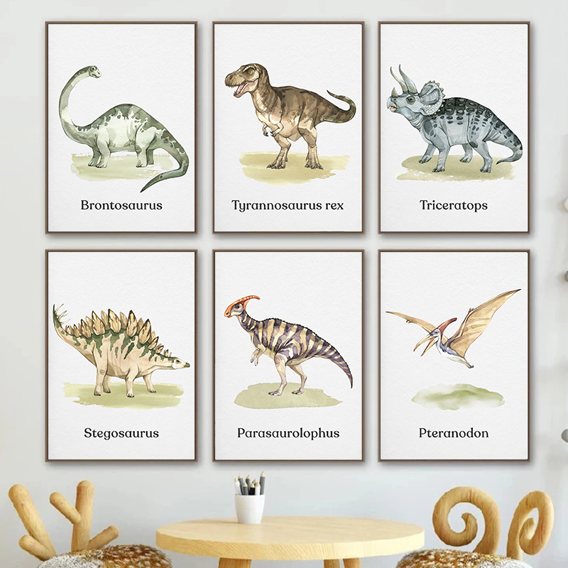 Baby Nursery Posters - Watercolor Dinosaur Poster Nursery Boy's Room