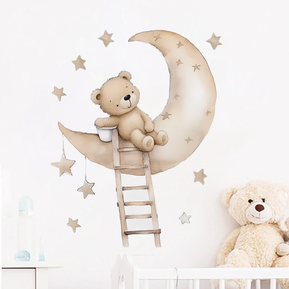 Cute Bear Star Cloud Wall Stic - Baby Girl Nursery Quotes recension och pris