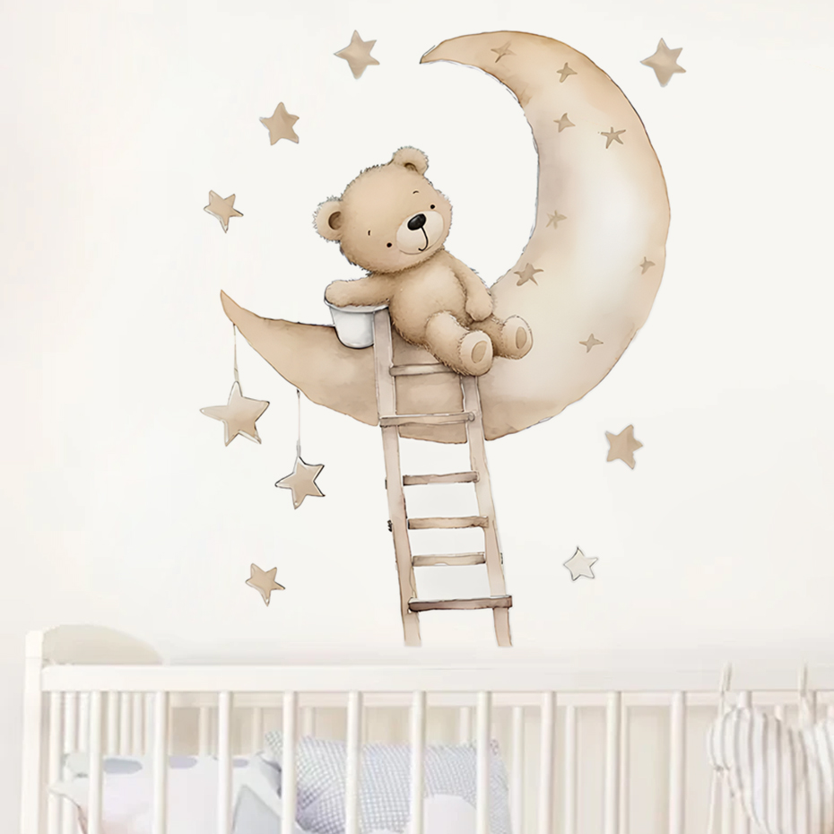 Cute Bear Star Cloud Wall Stic - Baby Girl Nursery Quotes recension och pris