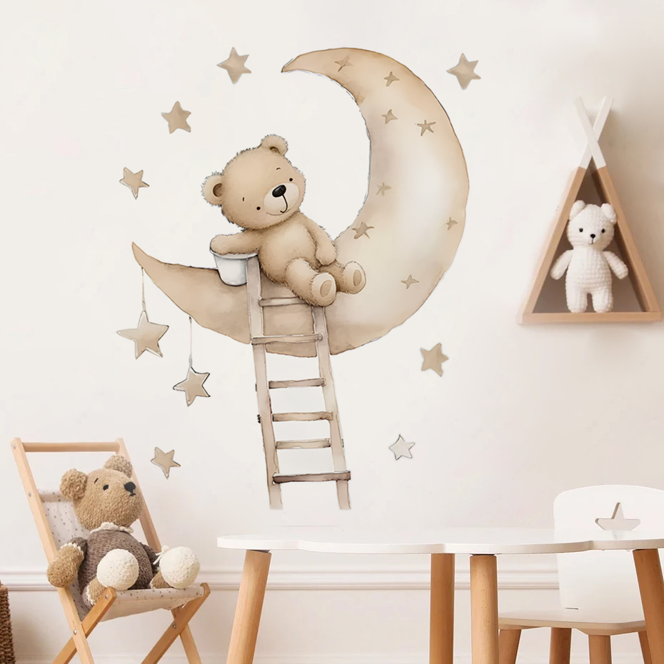 Cute Bear Star Cloud Wall Stic - Baby Girl Nursery Quotes recension och pris