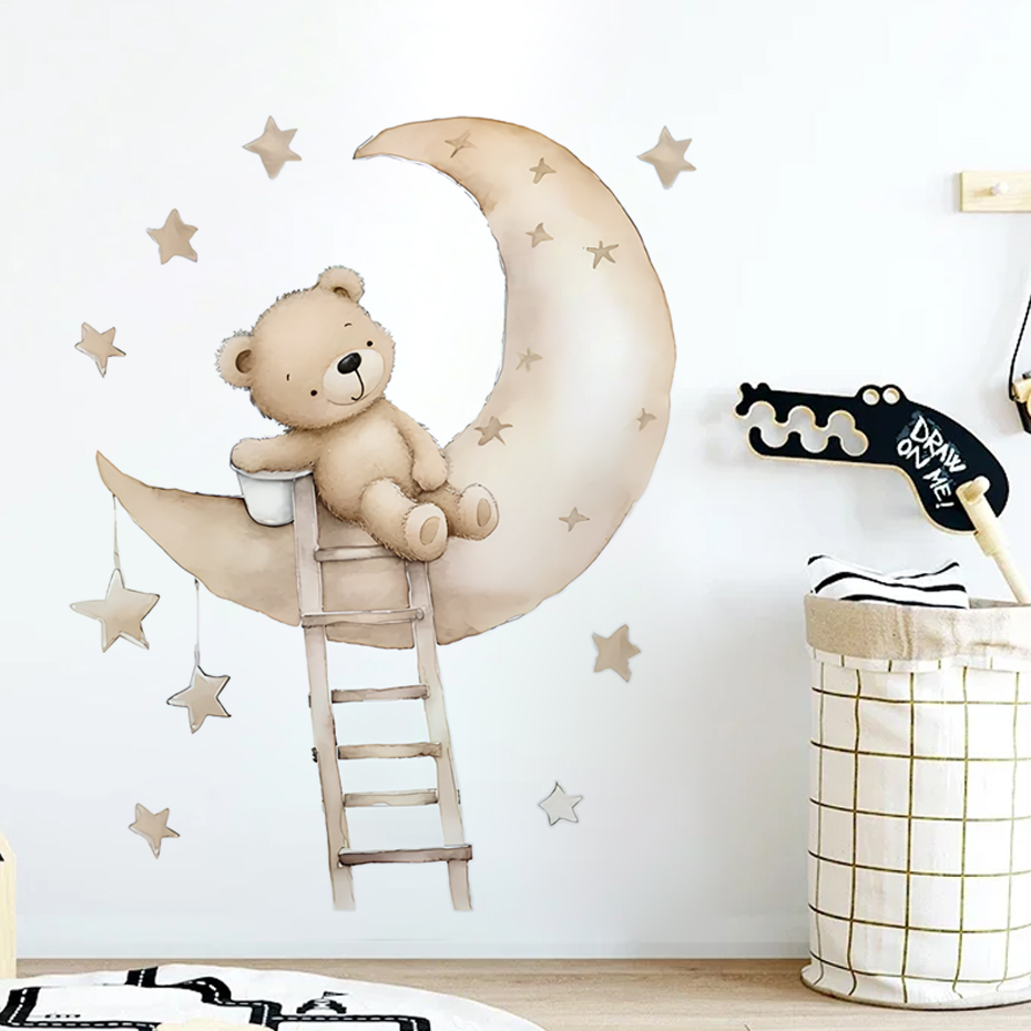 Cute Bear Star Cloud Wall Stic - Baby Girl Nursery Quotes recension och pris