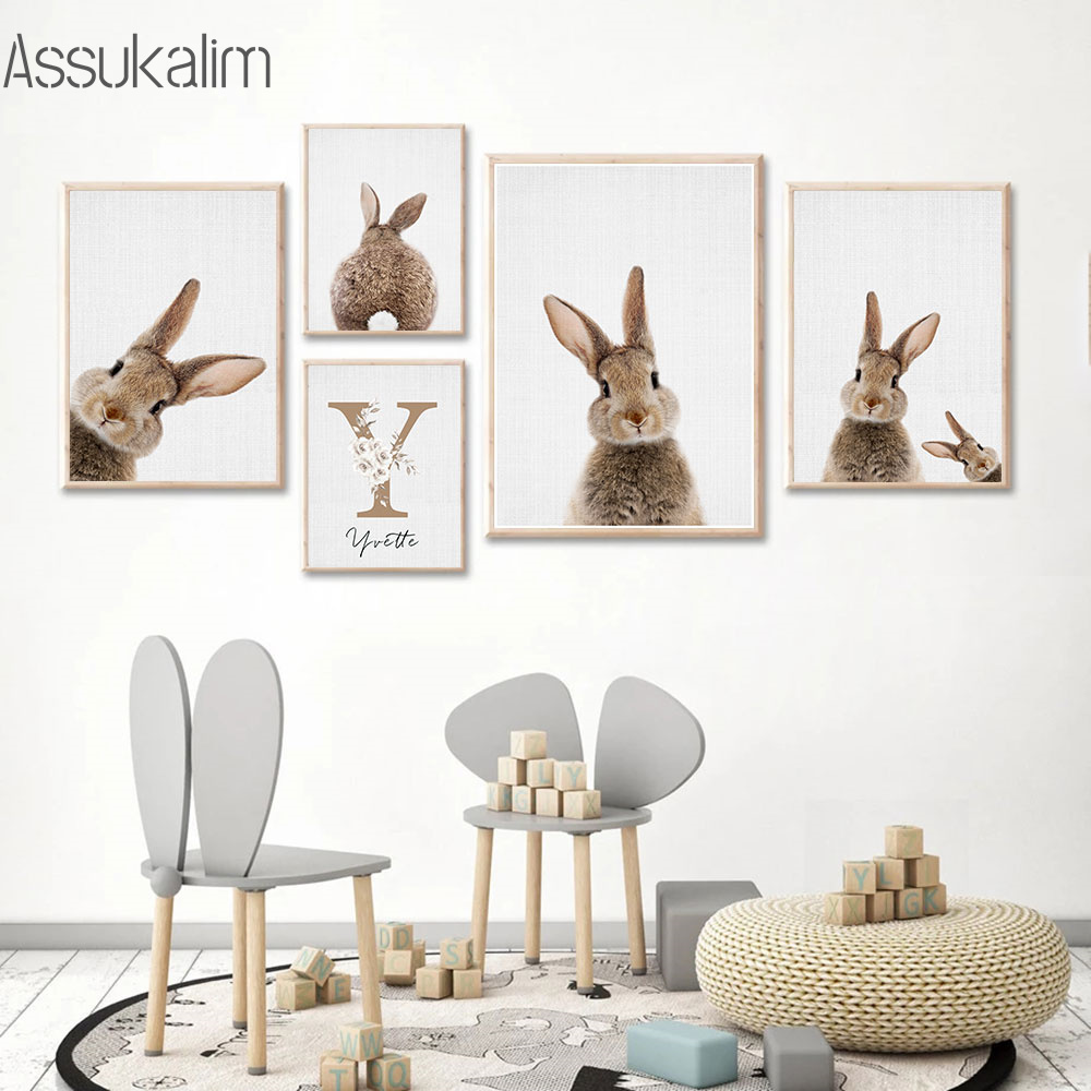 Rabbit Canvas Painting Custom  - Baby Nursery Name Wall Art recension och pris