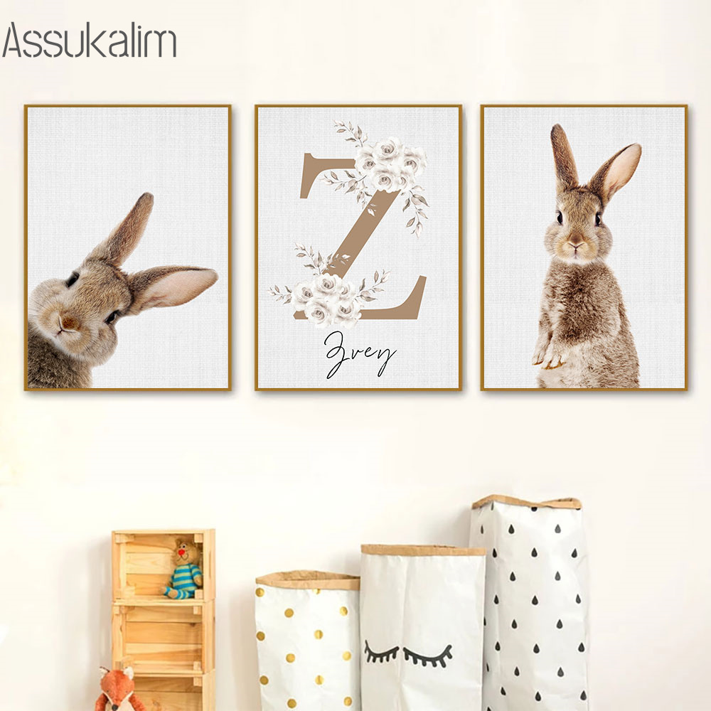 Rabbit Canvas Painting Custom  - Baby Nursery Name Wall Art recension och pris