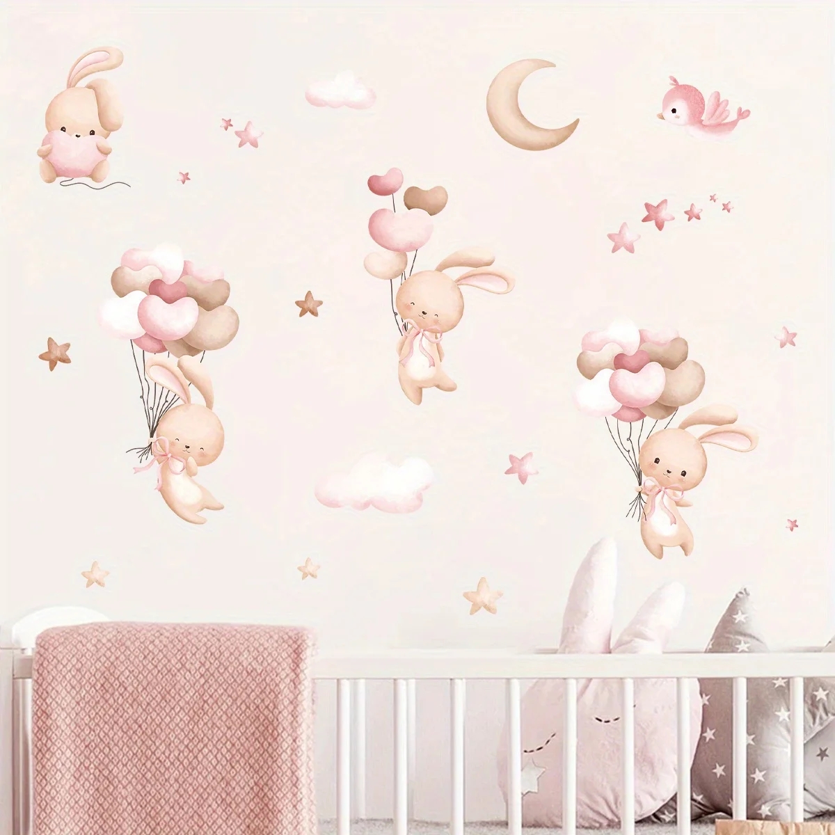 Cute Rabbit Balloon Wall Stick - Baby Girl Nursery Quotes recension och pris