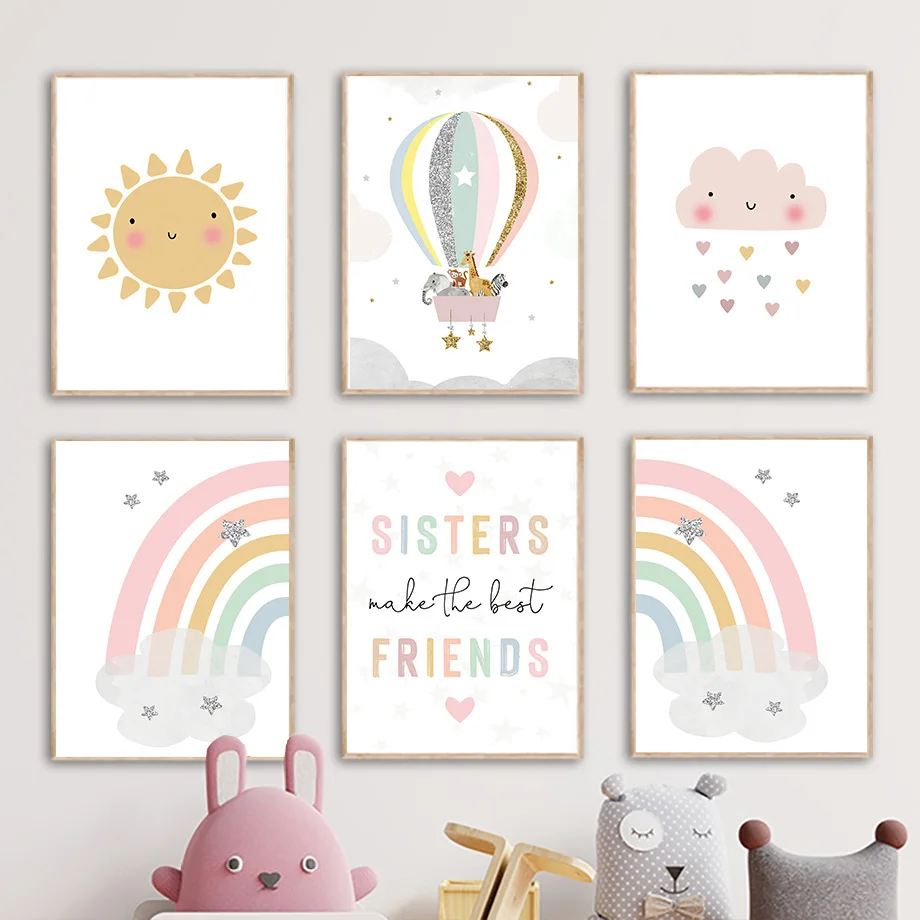 Giraffe Elephant Hot Balloon S - Baby Nursery Posters recension och pris