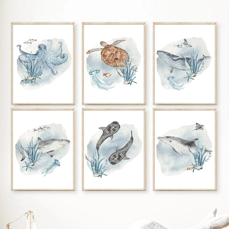 Posters And Prints Whale Fish  - Baby Nursery Posters recension och pris