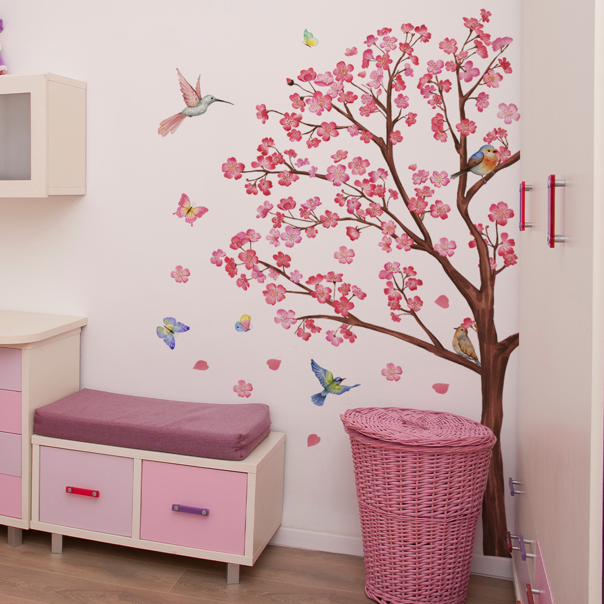 Watercolour Bird Flower Wall S - Baby Girl Nursery Quotes recension och pris