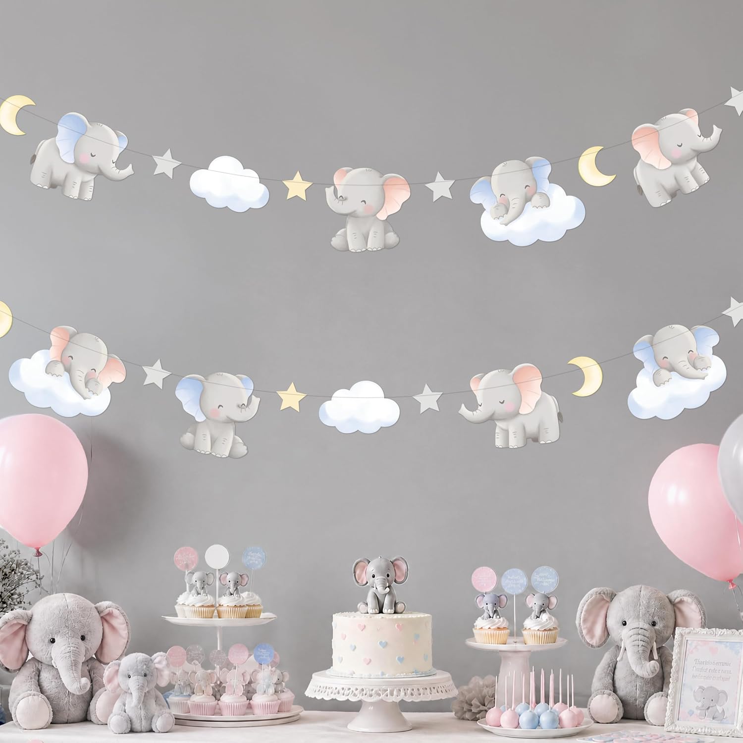 2Pcs Cute Elephant Garland Bab - Baby Nursery Garland recension och pris