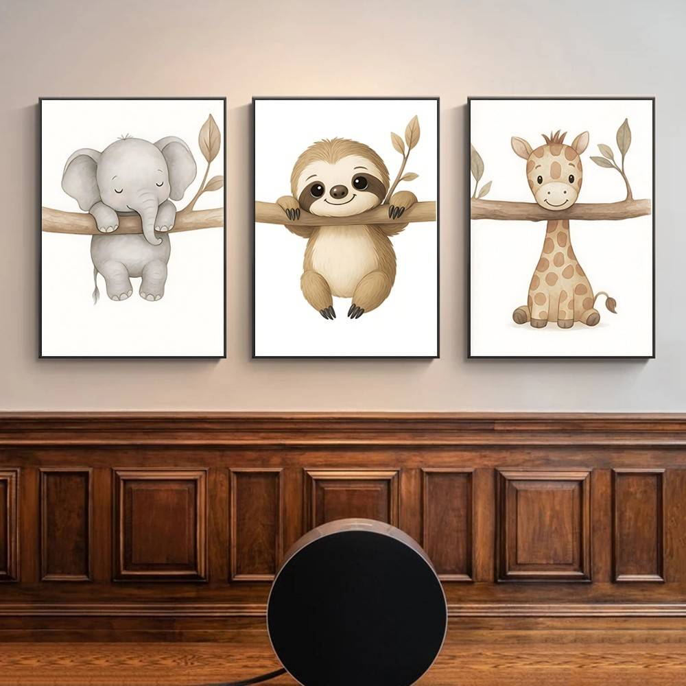 Neutral Boho Safari Baby Anima - Baby Nursery Wallpaper Neutral recension och pris