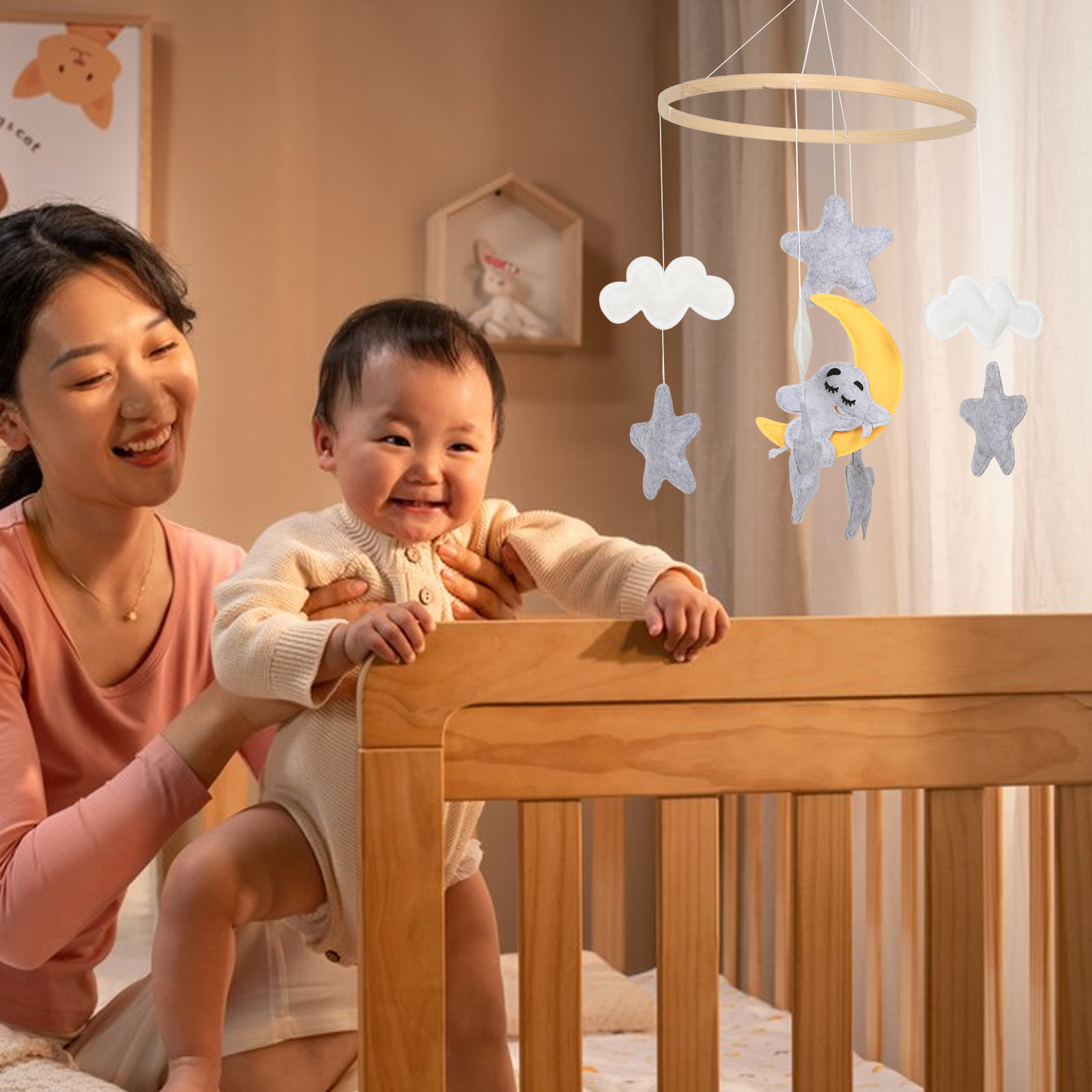 Felt Animal Crib Mobile with E - Baby Nursery Hanging Decor recension och pris