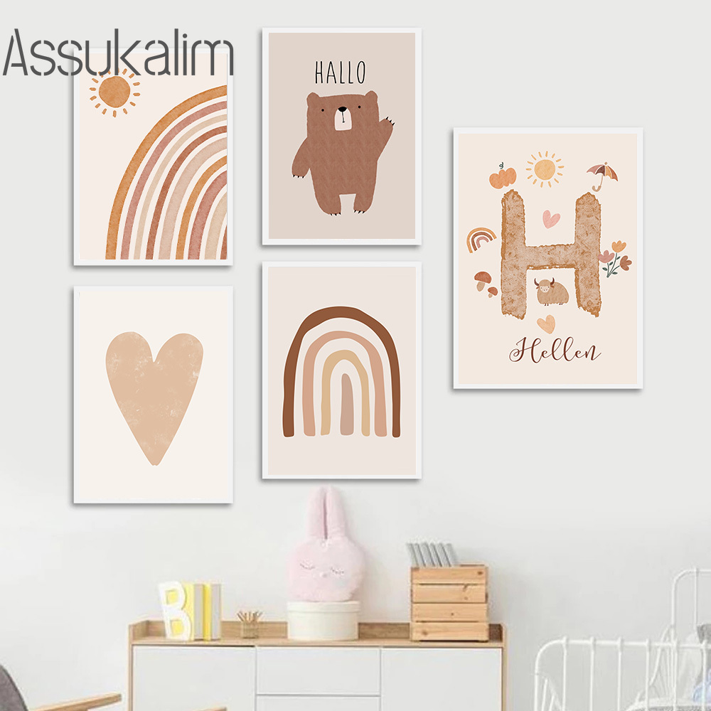 Boho Wall Art Beige Canvas Pos - Baby Nursery Name Wall Art recension och pris