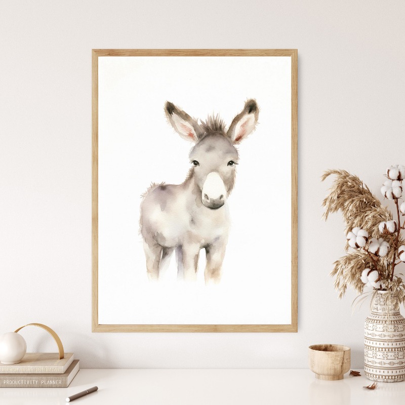 Watercolor Farm Animals Baby H - Baby Nursery Posters recension och pris