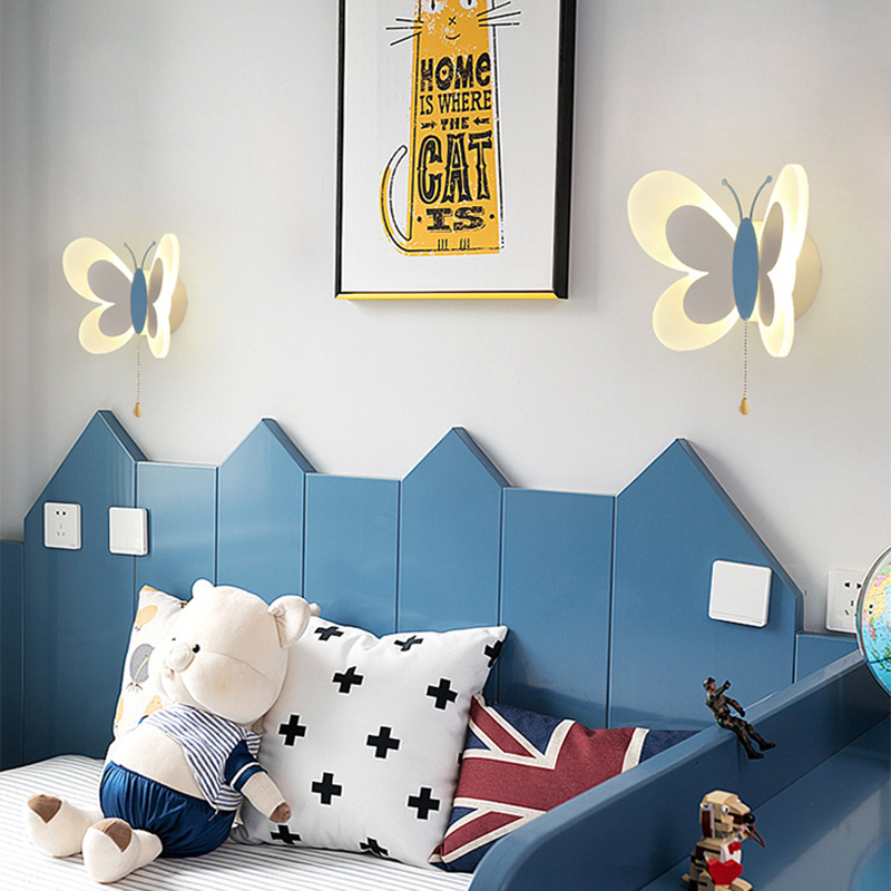 Cartoon Cute Blue Pink Butterf - Baby Nursery Knobs recension och pris