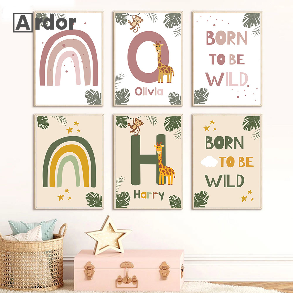 Nordic Jungle Animal Posters C - Baby Nursery Name Wall Art recension och pris