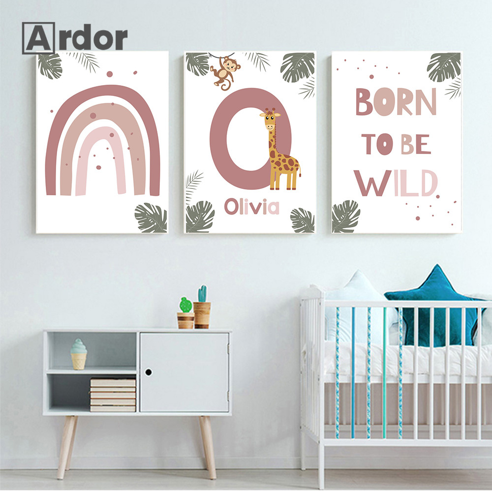 Nordic Jungle Animal Posters C - Baby Nursery Name Wall Art recension och pris