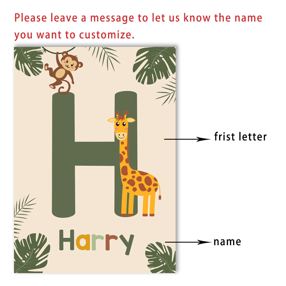 Nordic Jungle Animal Posters C - Baby Nursery Name Wall Art recension och pris