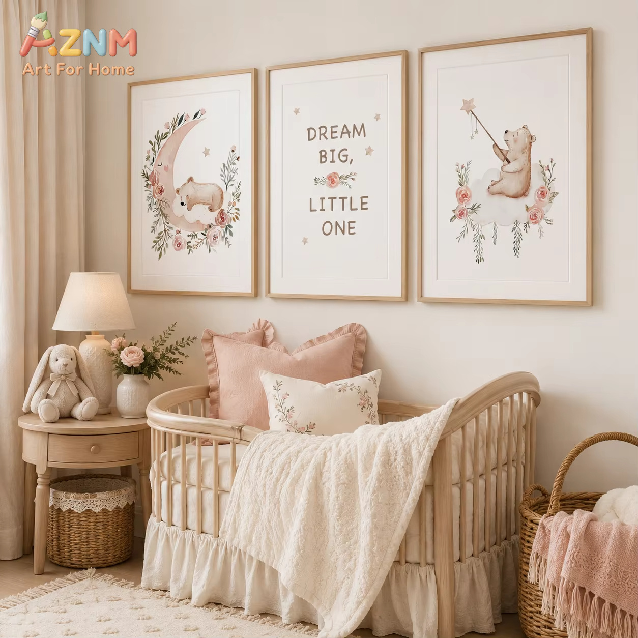 AZNM Nursery Flower Wall Art,  - Baby Girl Nursery Quotes recension och pris