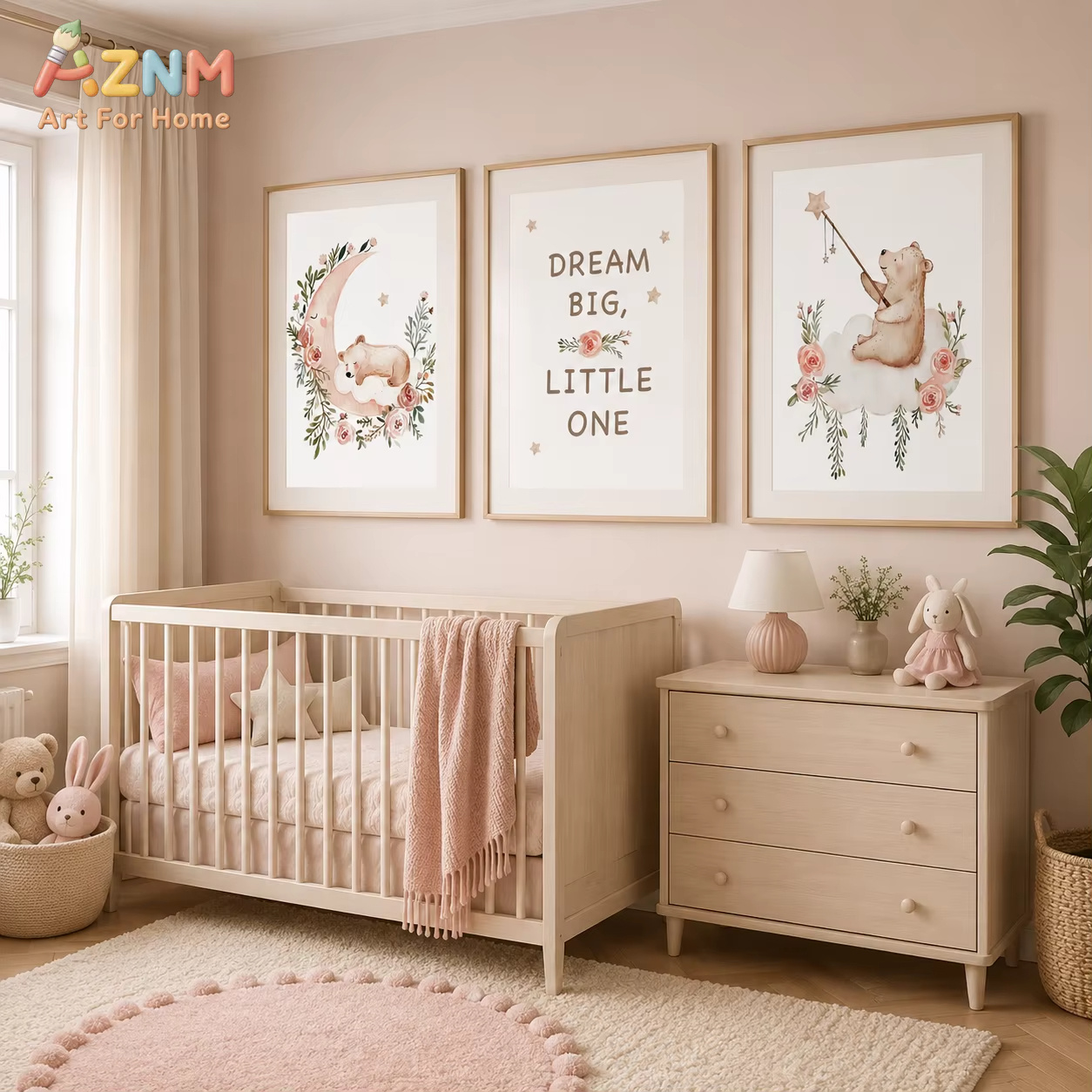 AZNM Nursery Flower Wall Art,  - Baby Girl Nursery Quotes recension och pris