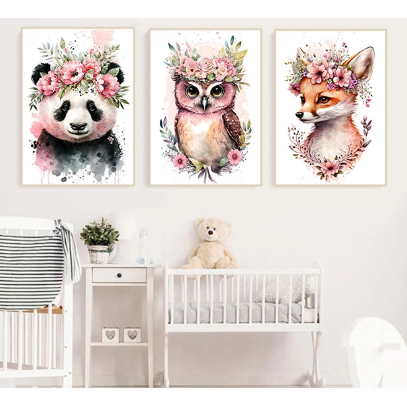 Watercolor Cute Baby Animals w - Baby Nursery Posters recension och pris