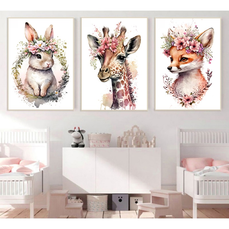 Watercolor Cute Baby Animals w - Baby Nursery Posters recension och pris