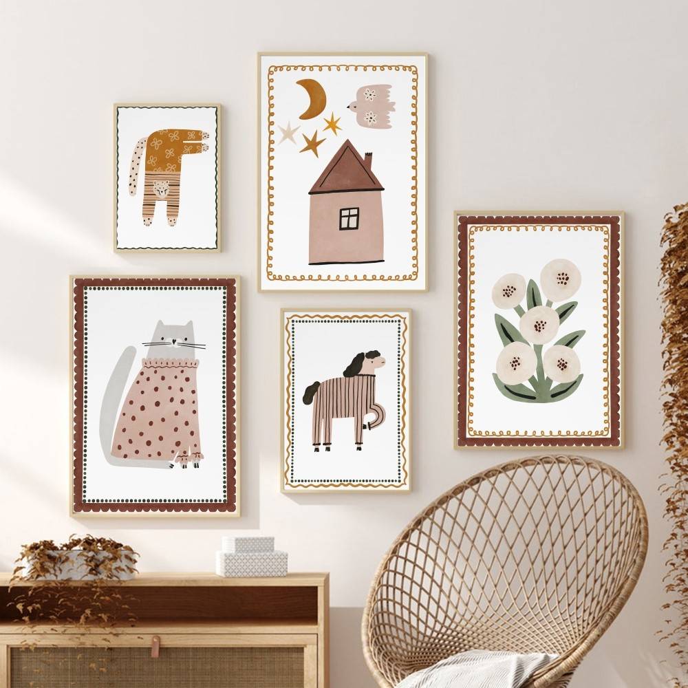 Neutral Boho Kids Poster Cute  - Baby Nursery Wallpaper Neutral recension och pris