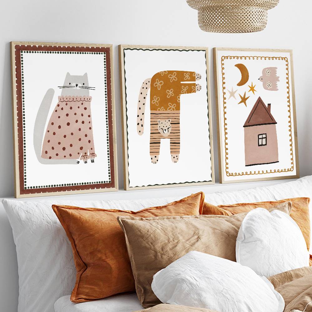 Neutral Boho Kids Poster Cute  - Baby Nursery Wallpaper Neutral recension och pris