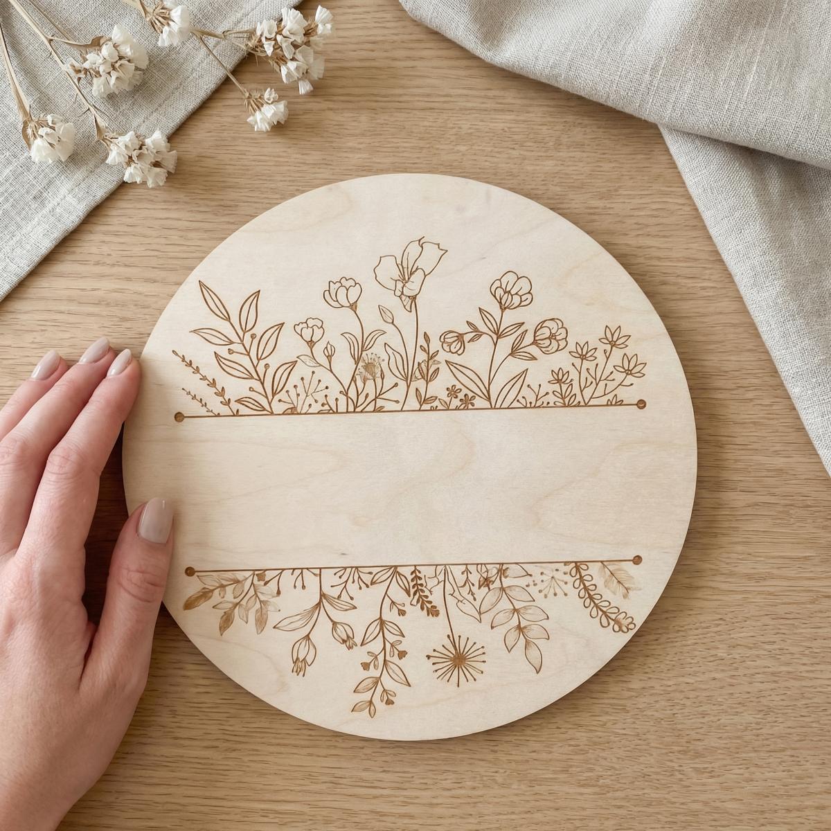 Personalized Floral Round Wood - Baby Nursery In recension och pris