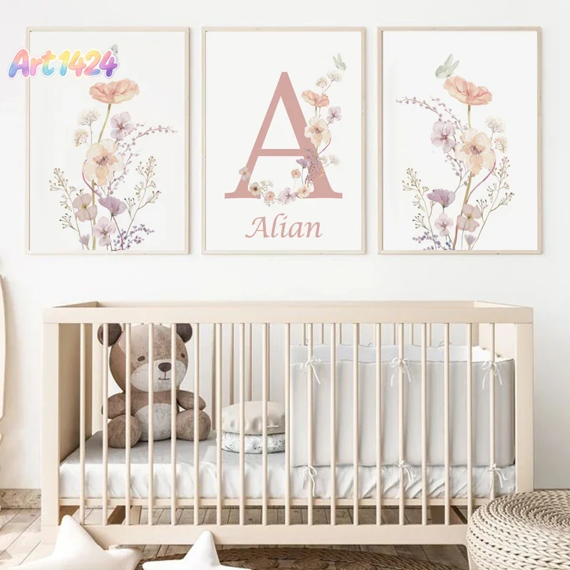 Personalized Name Wildflower N - Baby Nursery Name Wall Art recension och pris