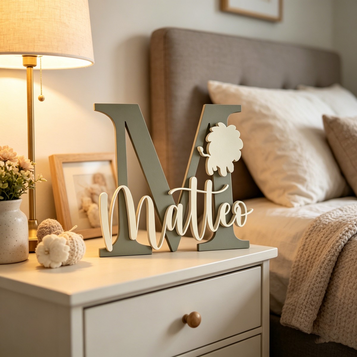 1Pc Custom Lion Name & Initial - Baby Nursery In recension och pris
