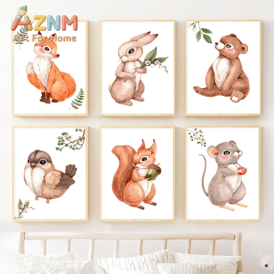 Watercolor Woodland Animal Nur - Baby Nursery Gender Neutral recension och pris