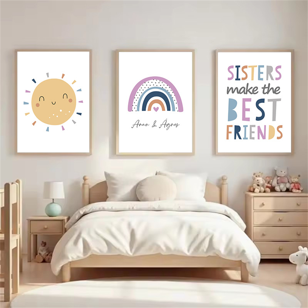 Custom Name Poster Cartoon Sun - Baby Nursery Name Wall Art recension och pris
