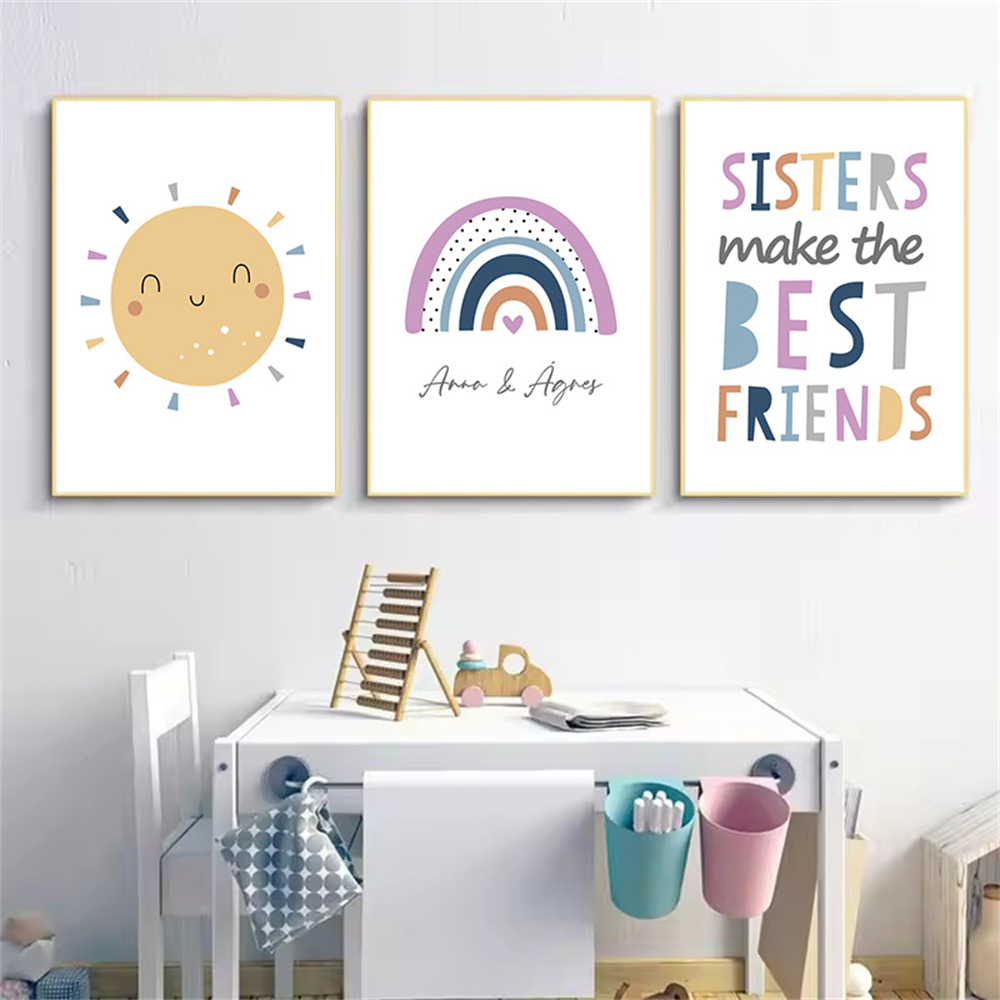 Custom Name Poster Cartoon Sun - Baby Nursery Name Wall Art recension och pris