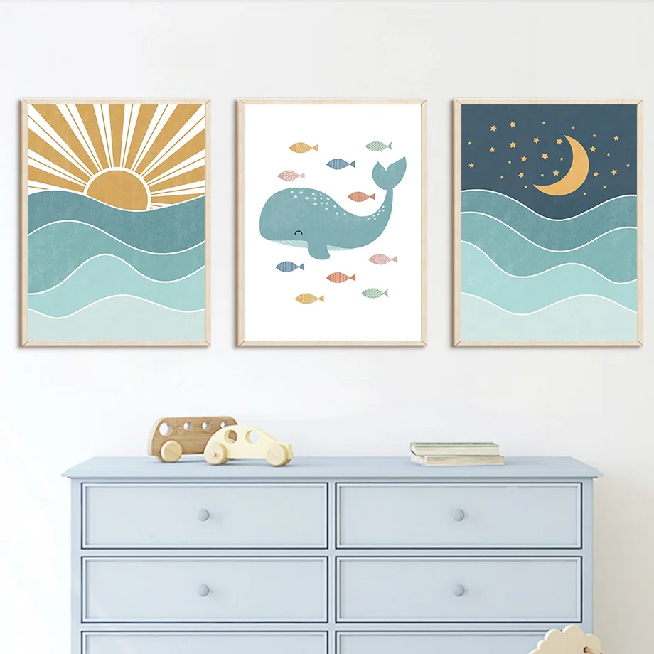 1pc frameless Fish Whale Seagu - Baby Girl Nursery Quotes recension och pris