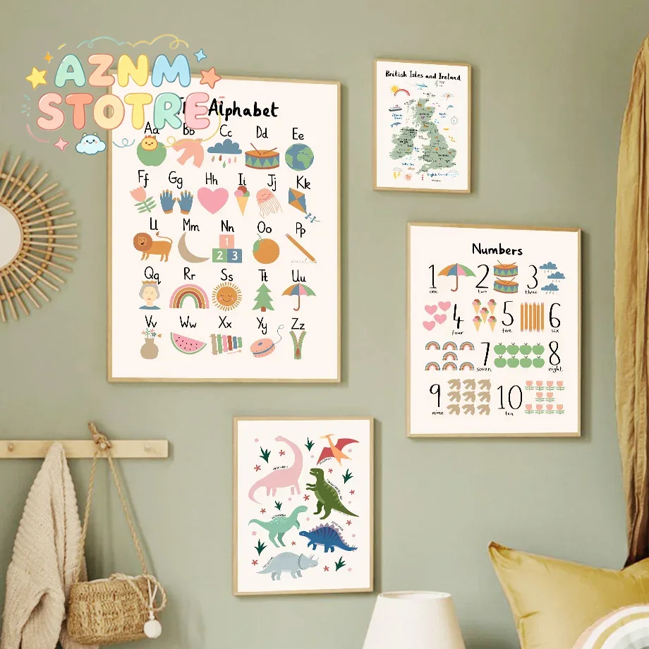 Animal World Map Dinosaur Alph - Baby Nursery Posters recension och pris