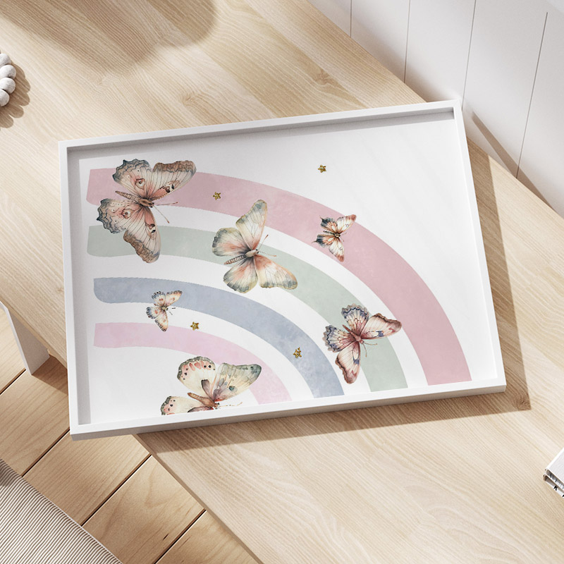 Pink Rainbow Butterfly Custom  - Baby Nursery Name Wall Art recension och pris