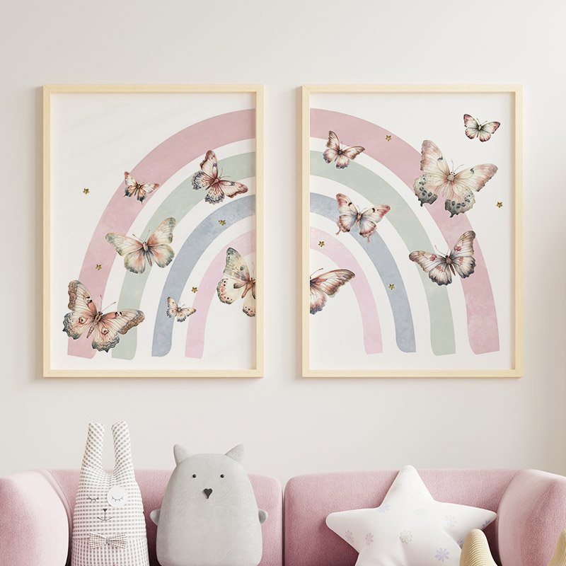 Pink Rainbow Butterfly Custom  - Baby Nursery Name Wall Art recension och pris