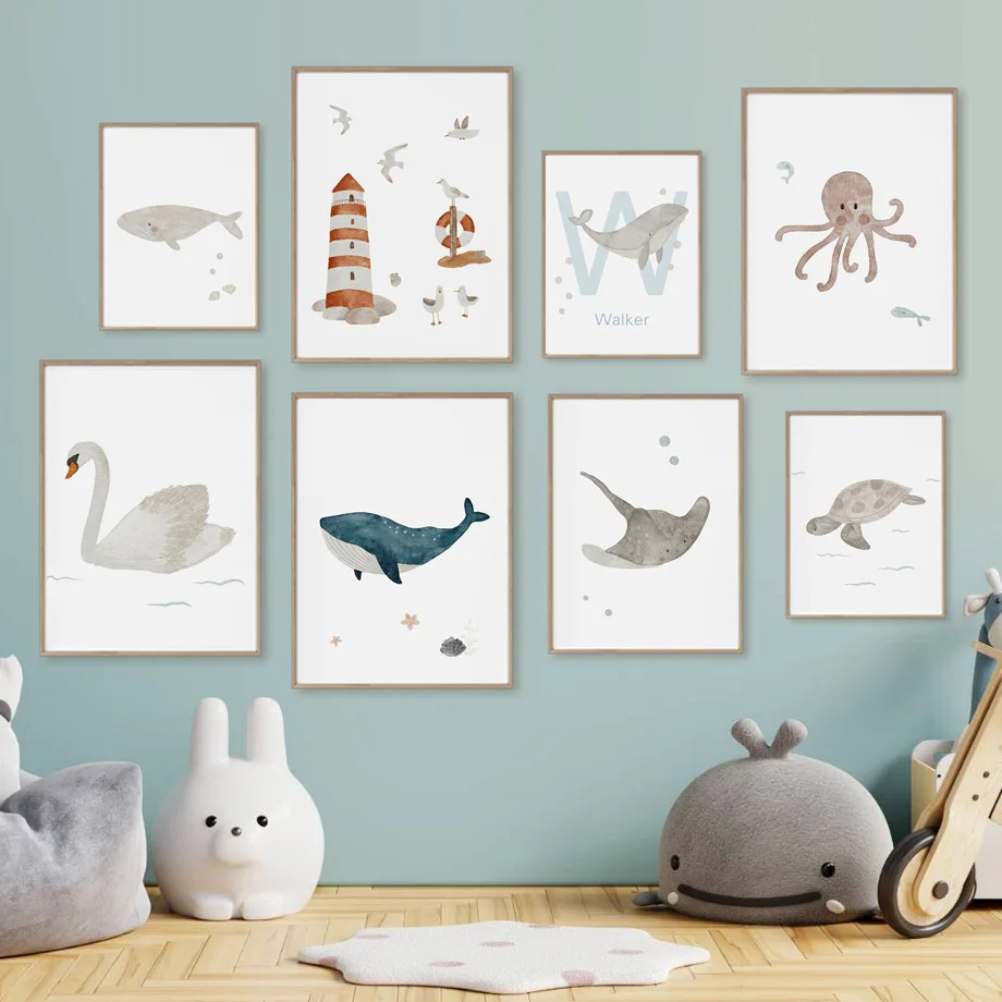 Custom Name Whale Octopus Turt - Baby Nursery Name Wall Art recension och pris
