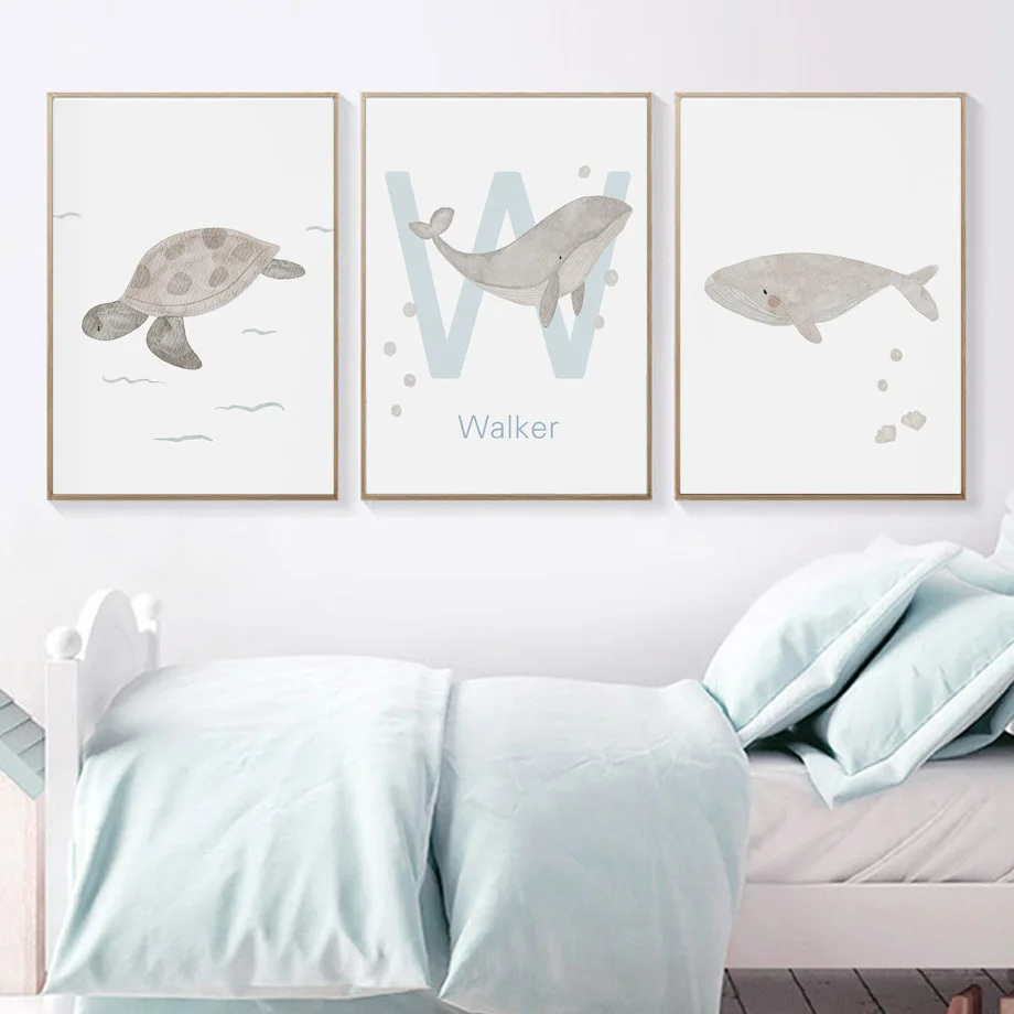 Custom Name Whale Octopus Turt - Baby Nursery Name Wall Art recension och pris