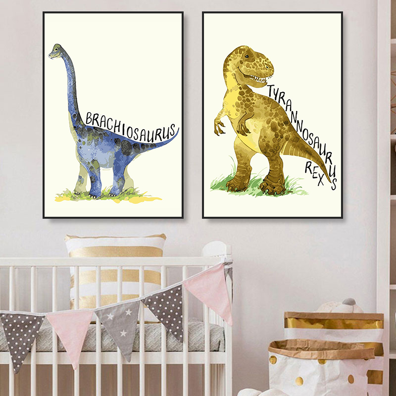 Watercolor Dinosaur Poster Nur - Baby Nursery Posters recension och pris