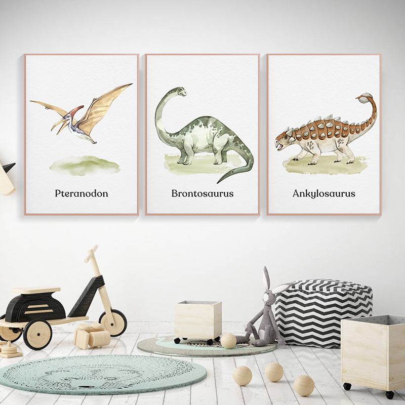Watercolor Dinosaur Poster Nur - Baby Nursery Posters recension och pris