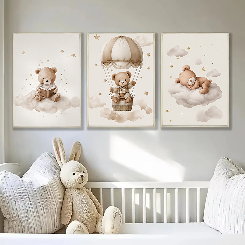 3pcs/set Bohemian Teddy Bear A - Baby Nursery Posters recension och pris