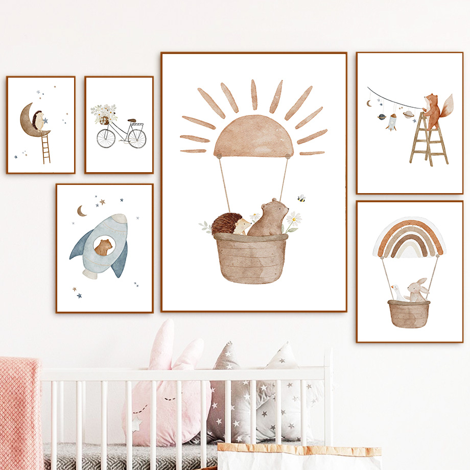 Cartoon Animals Nursery Wall A - Baby Nursery Posters recension och pris